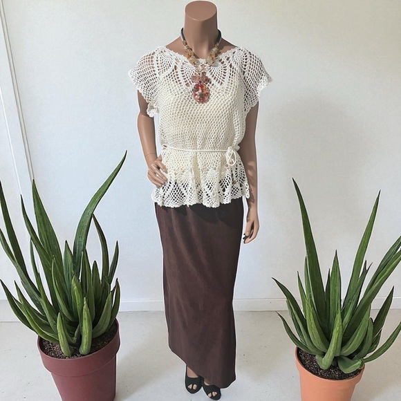 Chic Crochet Top with Tank top under lay Ralph Lauren size L - Picture 1 of 13